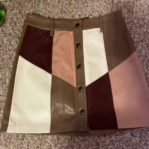 Faux leather multi colored mini skirt